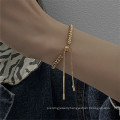 High grade sense pull braids INS niche design stainless steel charm ankle bracelets for women couple